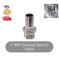 1" BSPT Stainless Steel KC Nipple Hose Nipple