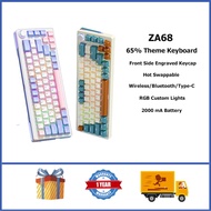 ZA68 Wireless Mechanical Keyboard 65% RGB Light Hot Swappable Custom Keyboard With Knob