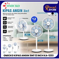 RIRAST - OMICKO KA-1233 STANDING FAN TABLE/ FLOOR STAND FAN 3 IN 1 12 INCH MODERN DESK FAN 7 BLADES