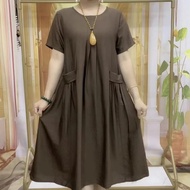 COD New Korean Maternity Dress Plus Size Pregnant Clothes Pregnancy Dress Casual Short-sleeved V-nec