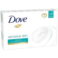 PACK OF 16 BARS Dove Unscented Beauty Soap Bar: SENSITIVE SKIN
