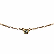 成色極佳 ◇ TIFFANY&Co. Tiffany By the Yard Elsa Peretti 750 (YG) 鑽石 1P 約 0.03 克拉 直徑 3.4 毫米 項鍊 黃金 重量 1.7 
