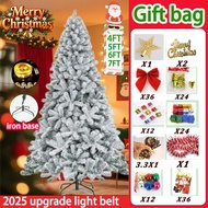 Upgrade Free 3m Light belt4/5/6/7FT Snow Flocked Christmas Tree High Quality XMas Decor metal stand