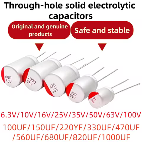 10Pcs,DIP Solid Electrolytic Capacitor 6.3V 10V 16V 25V 35V 50V 63V 100V 100UF 150UF 220UF 330UF 470