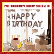 HAPPY BIRTHDAY SILVER Balloon Package 50 BIRTHDAY Decoration/