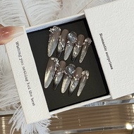 Pure Handmade Boutique Wearing Nails Long Nails Feel Cat's Eye Gradient High-Quality Manicure Finish