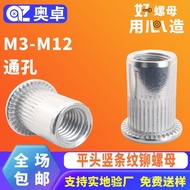 Stainless Steel Vertical Stripe Rivet Flat Head Rivet Knurled Rivet Nut304Nut WPWF