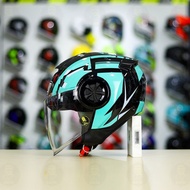 Royal M787 3/4 Helmet Matte Black + Turquoise Blade Sticker