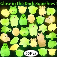 50pcs Fluorescent Squishy Mochi Toy Soft Squeeze Toy Kids Adults Anti Stress Toy