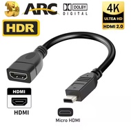Micro HDMI To Female Adapter Cable For Raspberry Pi 5/Pi 4 Hero 7 6 A6000 Camera HDTV
