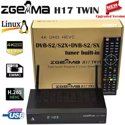 [Genuine]2026 Newest ZGEMMA H17 TWIN 4K UHD 32GB Dual-mode Satellite TV Receiver with DVB S2/S2X+DVB