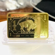U American Bison Medal 999 Square Gold Nugget Gold Bar 1 Ounce Coin Metal Crafts Souvenir Badge * #@