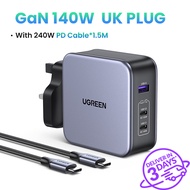 UGREEN 140W/200W GaN Fast Charger 3-Ports 2C1A 2 Type C 1 USB A Charger PD Wall Charger Power Adapte