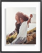 Americanflat Aluminum 11x14 Floating Picture Frame in Black - Use as 11x14 Picture Frame or 8x10 Floating Frame - Photo Frame with Slim Metal Molding and Polished Plexiglass with Hanging Hardware