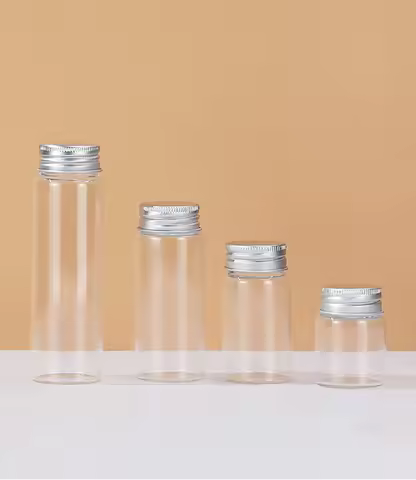 Glass Bottles With Aluminium Lids Small Glass Jars Transparent Medicine Powder Test Tube Bottle 5/6/