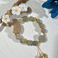 阿拉善 瑪瑙 幻彩油畫 藍 手珠 手鍊 串珠 女財神扎基拉姆同款訂