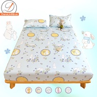 Fitted Bedsheet Rabbit&amp;Floral Bedsheet Green Color Single King Cute Mattress Protector Lovely Fitted Sheet for queen size