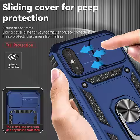 Funda For Xiaomi Redmi 9A Case Armor Slide Camera Protector Phone Case for Redmy 9A 9 A Redmi9A Ring