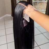 13x4 HD Lace Front Wigs Real Human Blended Hair Wigs Straight Natural Color Human Blended Hair Wig C