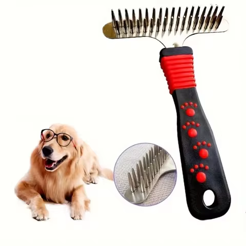 1pc Dog Comb, Thick Hair Comb Pet Comb, Hair Brush, Double Row Comb, Large Dog Hair Comb, Pet Dog Ha