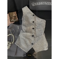 การออกแบบไม่สมมาตร SLIM FIT Ruched Strapless Tank Top สําหรับผู้หญิงลายเสื้อผ้าทํางานสไตล์ฤดูร้อนใหม