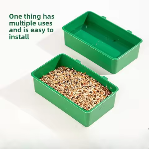 Small Bird Food & Water Feeder Tray Plastic Feeding Box for Budgie Finch Canary Cage Accessories Par
