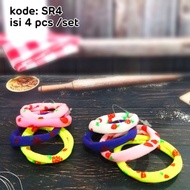 Donut hair tie set of 4 strawberry rubber hair ties, contents 4 SR4