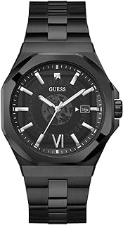 GUESS Men's 42mm Watch - Black Strap Black Dial Black Case