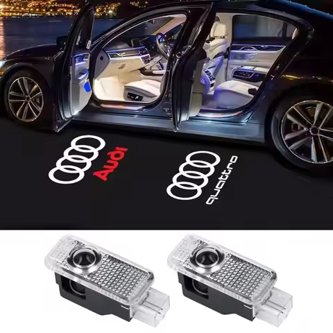 2pcs Car Door Welcome Lights for Audi A1 A3 8P 8V A4 A5 A6 A7 A8 Q3 Q5 Q7 Q8 Sline TT Logo Projector