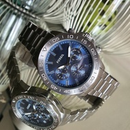 Original BQ2503 Fossil Bannon Multifunction Stainless Steel Blue Dial Watch
