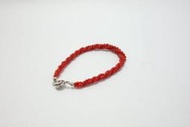 天然A貨-頂級紅寶石紅珊瑚-3合1圓珠編織手鍊