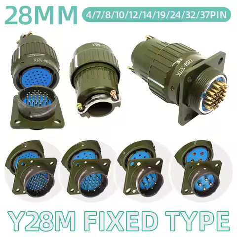 Y28M Fixed Type 28mm Aviation Plug Socket 4/7/8/10/12/14/19/24/32/37Pin Industrie Fast Buckle Male F