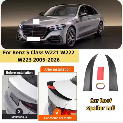 For Benz S Class W221 W222 W223 2005-2026 3-Section ABS Rear Trunk Spoiler 115-125cm Adjustable Spor