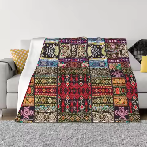 Mixed Colors And Patterns Flannel Blanket Palestine Palestinian Arabic Custom Throw Blanket for Home