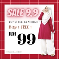 Long Tee Shahirah Baju Tshirt Cotton Muslimah Labuh |A Cutting| Tidak Melekap| Long Sleeve| HAZEL TD