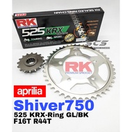 RK Sprocket Set APRILIA SHIVER 750 GT KRX X-Ring Black Gold Chain Rantai Xring 525 SHILVER APRILLIA7