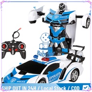 【24H】Rc Car 1:18 Remote Control Car Collision Transformers Toys Robot Toys Gift for Kids