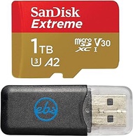 SanDisk 1TB MicroSDXC Extreme Memory Card Works with DJI Drone Series Mavic 3 Pro (DJI RC) (SDSQXAV-1T00-GN6MN) V30 A2 4K UHD UHS-I Bundle with (1) Everything But Stromboli MicroSD Card Reader
