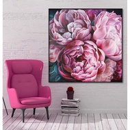 Peony canvas painting 60x60 with frame