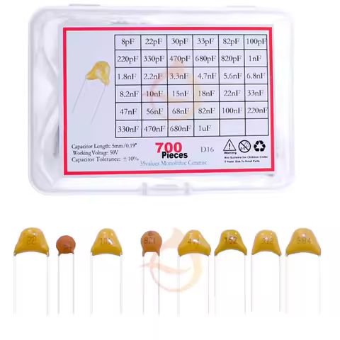 700Pcs 35Values Multilayer Ceramic Capacitor Assortment Kit 8pF 33pF 100pF 220pF 680pF 1nF 4.7nF 10n