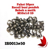 50Pcs Recoil Spark Plug M10x1.0 1D Motor 4Tak Bebek N Metik Helicoil Short Spark Plug