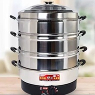 ST/🪁Multi-Functional Household Large Capacity Steamer Large Electric Steamer Commercial Stainless Steel Multi-Layer Stea