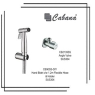 Cabana CB90SS-DIY Bidet c/w 1.2m Flexible Hose SUS304 Matt + CB2139SS Angle Valve SUS304