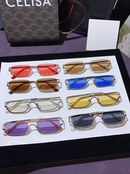 1 chiếc kính mát thời trang nửa gọng kim loại hình chữ nhật phong cách đường phố cổ điển Y2K đơn giả