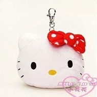 小花花日本精品♥ Hello Kitty經典大臉絨毛零錢包 證件夾 票卡夾 悠遊卡夾多功能收納包60006806