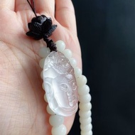 天然瑪瑙 白玉菩提 觀音 菩薩 黑檀蓮花 保平安 手機鍊佛像