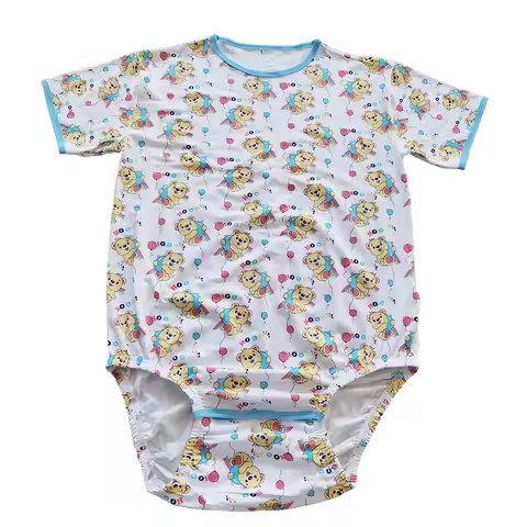 Little Bear Snap Crotch Bodysuit Adult Baby Cotton Romper Sissy ABDL Diaper Onesie
