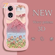 ZYMELLO Phone Case OPPO Reno8 T 5G Reno8 T 4G Reno8 Z 5G Reno7 Z 5G Reno 8 5G Reno 6 5G Reno 5 5G Narzo-50 Big Wave Literary Style Oil Painting Silicone Phone Case