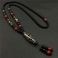 Literary Retro Dzi Pendant Necklace Men's Ethnic Style Decorative Pendant Nine-Eyed Dzi Sweater Chai