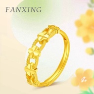 FX 999/24k Gold （1.22g）Four-leaf clover Pure gold ring Adjustable Fine gold opening women's ring